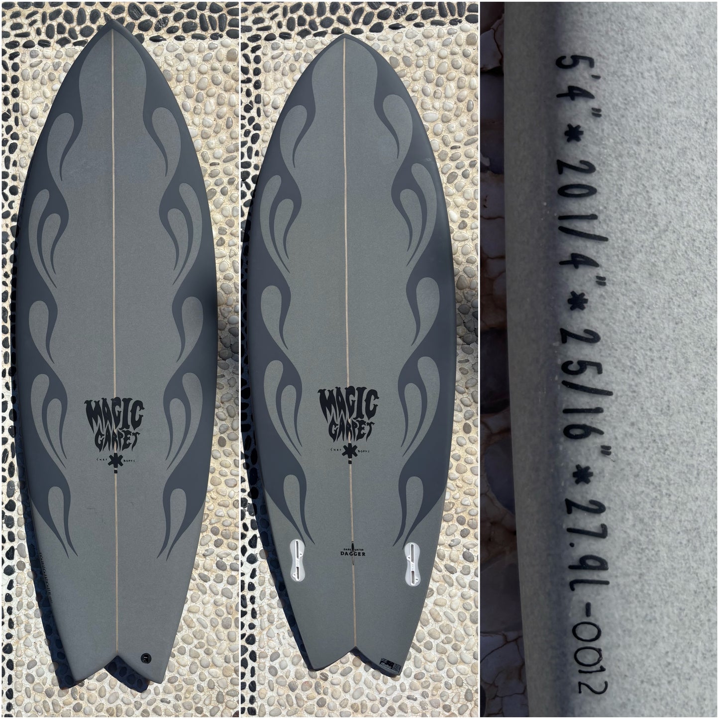 Magic Carpet Dark Water Dagger Brand New Surfboard 5.4" X 20.1/4" X 25/16" X 27.9 L