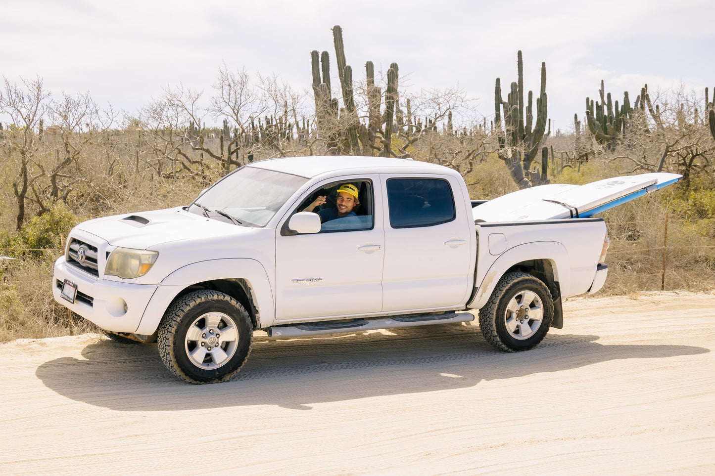 Exclusive Surf Lesson Tour Round Trip Transport on 4x4 Toyota Tacoma Vehicle.